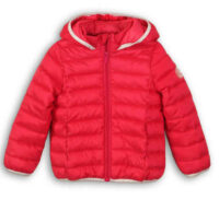 Kedvezményes piros steppelt gyerek téli kabát kapucnival
