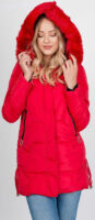 Piros női téli XXL kabát cipzárral és cipzárral