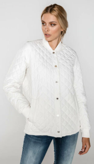 Világosabb fehér steppelt női kabát, Tommy Hilfiger