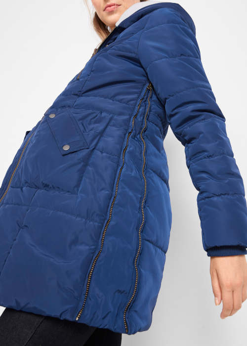 Kék steppelt kismama női téli kabát