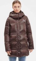 Női divatos steppelt kabát Puma barna színben