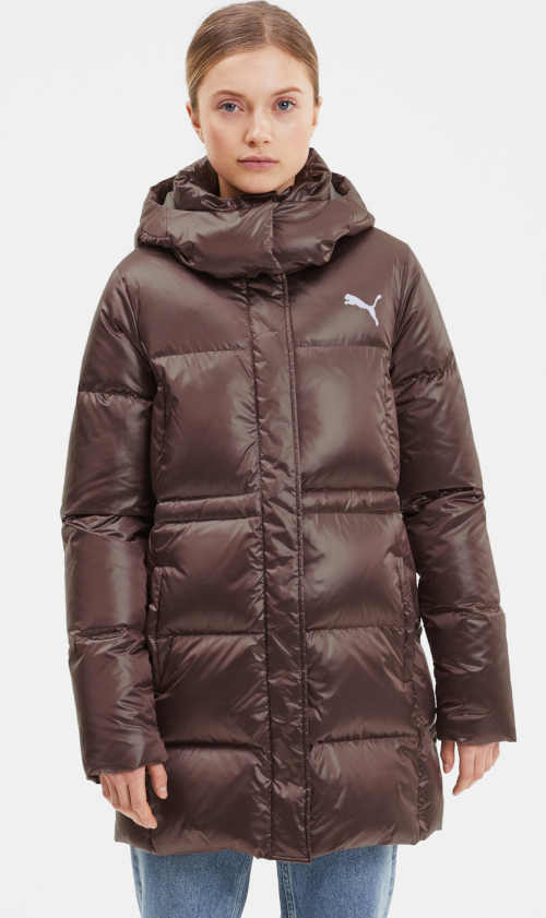 Női divatos steppelt kabát Puma barna színben