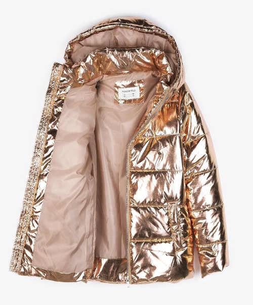 Arany lányok téli kabát csillogó fémes hatás