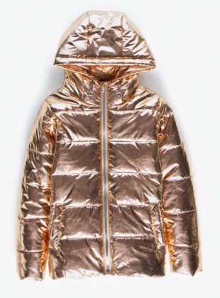 Arany metál lány téli kabát kapucnival