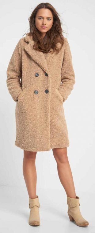 Bézs plüss női téli kabát Orsay