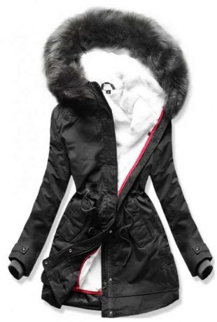 Fekete női téli kabát kivehető meleg béléssel