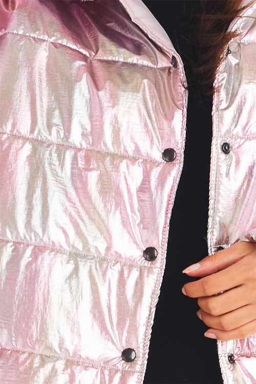 Holografikus kabát rózsaszínben
