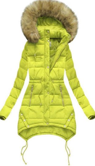 Steppelt világoszöld téli kabát kapucnival