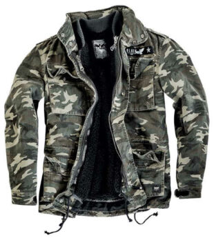 Férfi katonai stílusú kabát kivehető béléssel