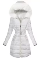 Hófehér steppelt hosszabb téli kabát