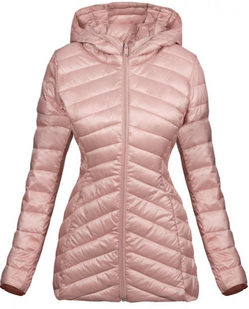 Rózsaszín téli kabát kapucnival
