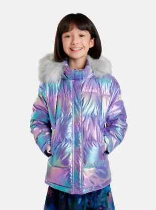 Desigual lányok fémszínű kabát praktikus kapucnival