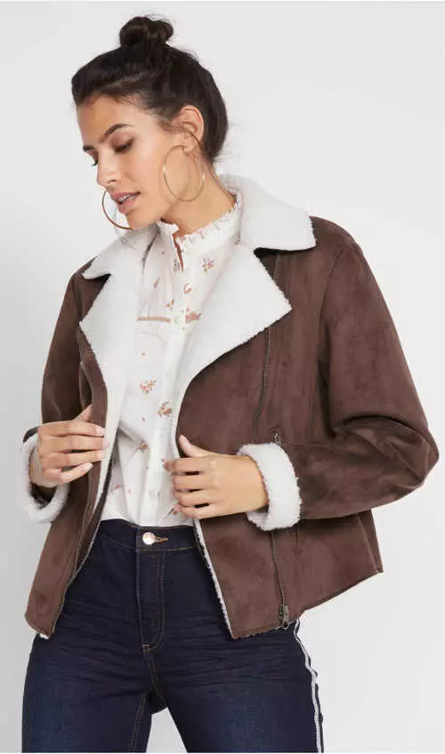 Divatos női téli kabát műbőrből