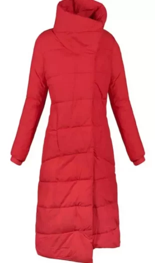 Hosszú piros téli kabát