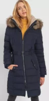 Kék steppelt női pehelypaplan kabát