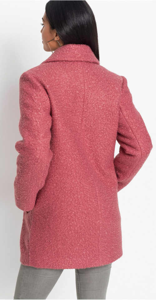 Málna rózsaszín rövid női télikabát