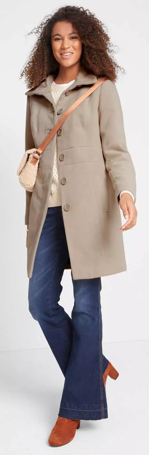 Modern könnyű gyapjú női kabát