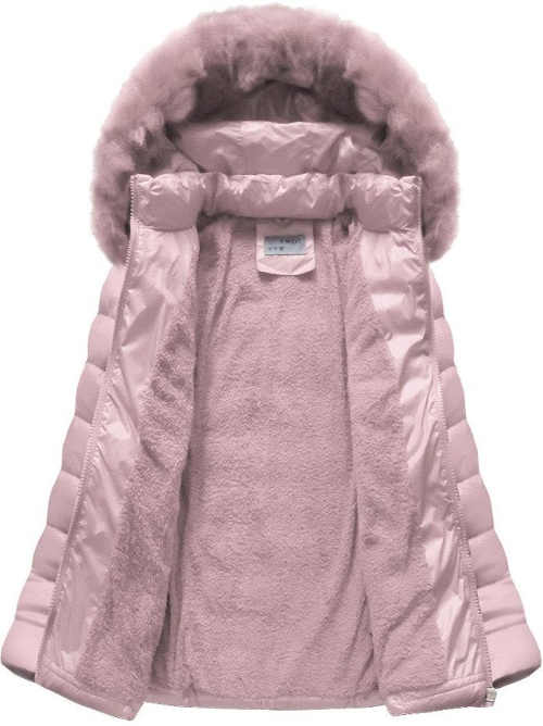 Rózsaszín téli kabát szőrmével szigetelve