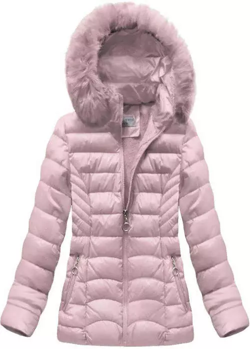 Világos rózsaszín kabát, kiváló minőségű szintetikus pehely töltettel szigetelve