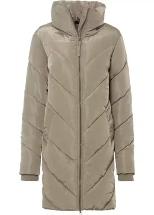 Modern steppelt kabát divatos gallérral és gyönyörű varrott mintával