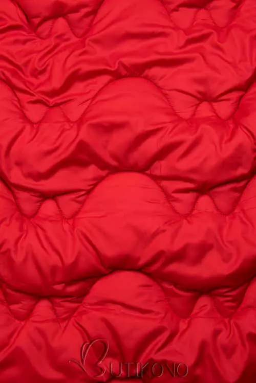 Piros női steppelt kabát