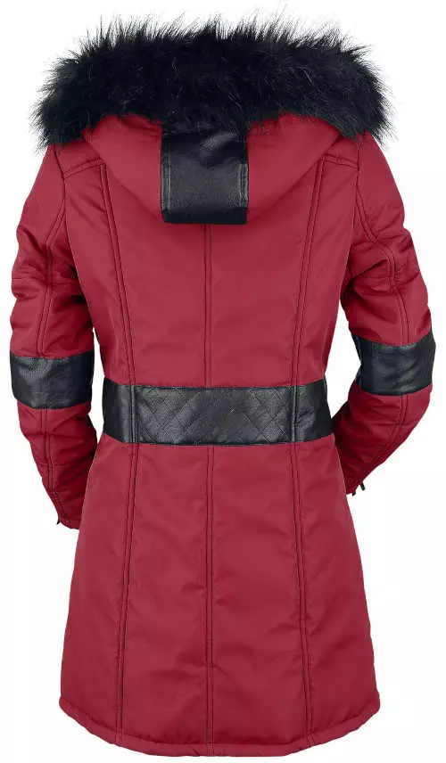 Téli piros kabát kapucnival