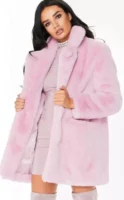 Világos rózsaszín szarvasbőr téli rövid kabát nőknek