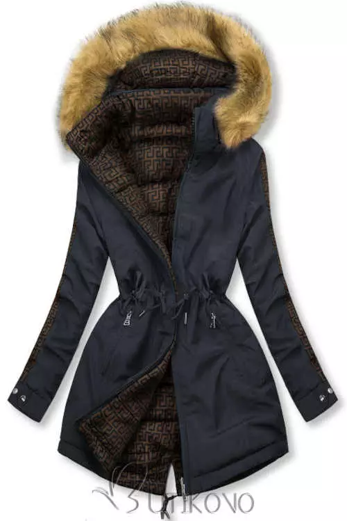 Luxus steppelt női fordítható kabát kapucnival