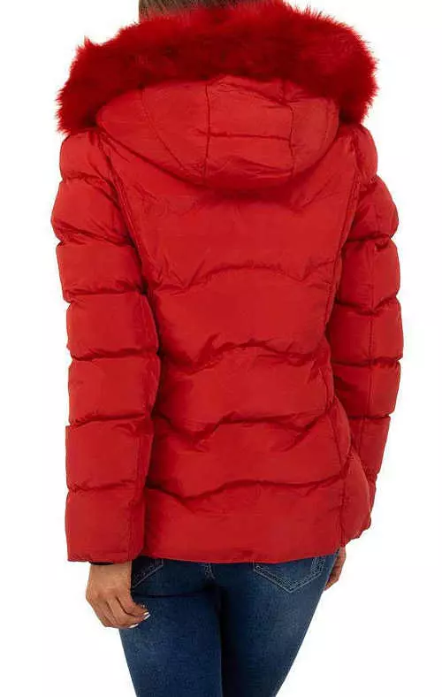 Modern kabát télre piros színben