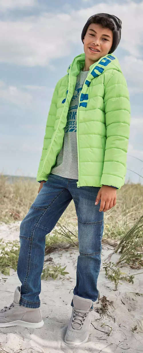 Neonzöld fiú téli kabát