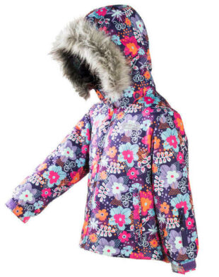 Gyermek téli kabát virágos motívummal