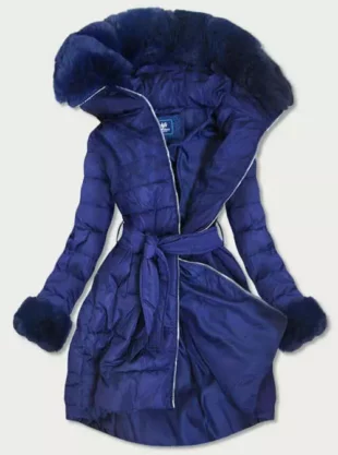 Női steppelt kabát vonzó szabásban és kék színben