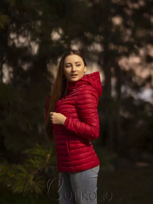 Piros női rövid kabát