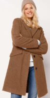 Barna luxus gyapjú női téli bouclé kabát