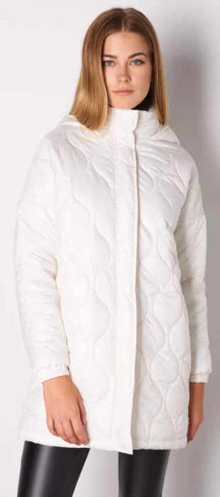 Olcsó fehér steppelt női gyapjú kabát