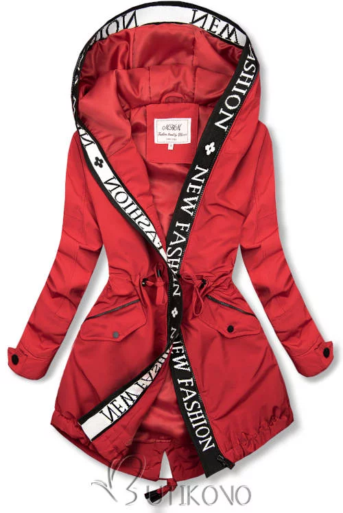 Modern piros női parka